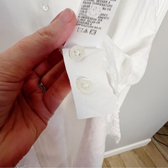 JAMES PERSE 100% Linen Mini Shirtdress White Size 2 Medium - Picture 8 of 10